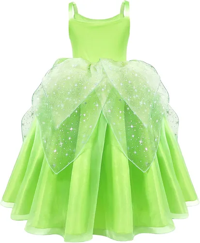 Vista 4 de Kantenia Tinker Bell Princess Costume for Toddler Girls, Birthday Party Fairy Dress Up, Special Occasion Dress with Wings