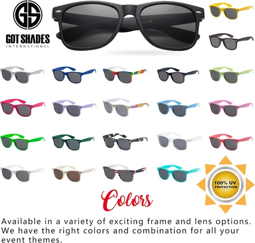 Vista 5 de Got Shades Wholesale Bulk Unisex 80's Retro 100% UV Sunglasses for Adults - 10 Pack - wFlex Hinges