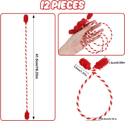 Vista 2 de DIYASY Lazos para Guirnaldas de Escalera, 12 Piezas Lazos Decorativos Rojos y Blancos para Barandillas de Escaleras Lazos de Torsión Envolturas