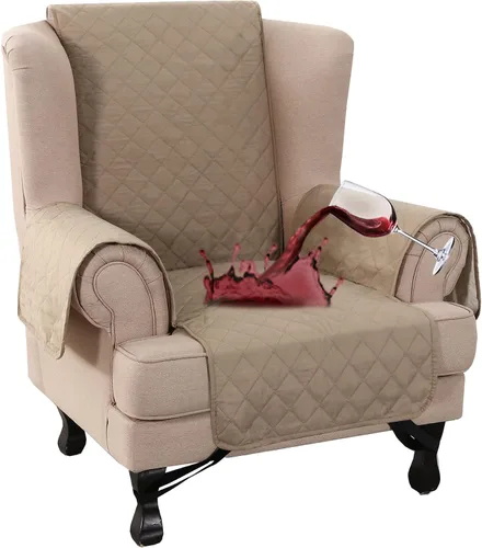 Vista 64 de Turquoize Funda 100 % impermeable para sillón de ala, protector de sofá, triple antideslizante, protector de muebles para mascotas, niños, perros