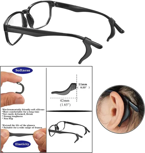 Vista 2 de 34 retenedores de lentes de silicona, soportes para patillas para gafas, protectores antideslizantes, tapones para lentes que se mantienen en su