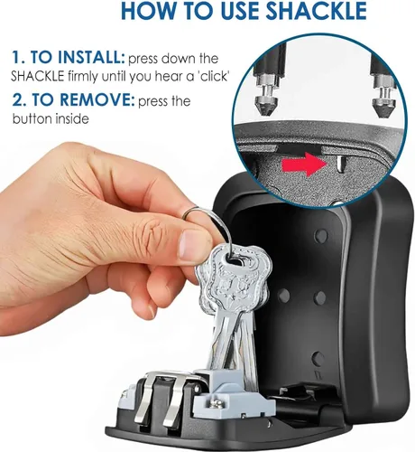 Vista 7 de Caja de cerradura para llaves, caja de seguridad de combinación de 4 dígitos, soporte de pared y aleación de metal portátil, impermeable