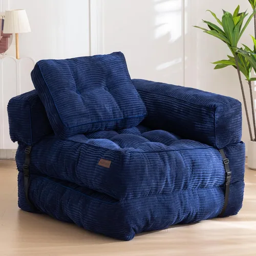 Vista 16 de MAXYOYO Sofá Cama Plegable, Sofá Convertible en Forma de L con Cama Plegable y Almohada, Silla Cama Plegable con Respaldo Portátil Cómoda para Piso
