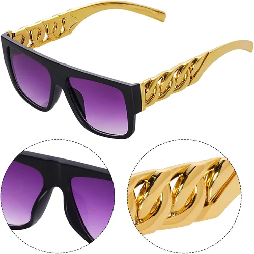 Vista 7 de Hip Hop Jewelry - Disfraz de hip hop de los años 90, accesorios de los años 90, disfraz de freaknik, sombrero de hip hop, gafas de sol, collar