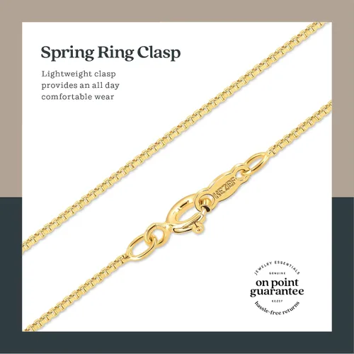 Vista 4 de KEZEF Sterling Silver Italian Box Chain Necklace for Women, Girls and Men Thin and Strong 0.7mm Solid 925 Silver Necklace with Spring Ring Clasp