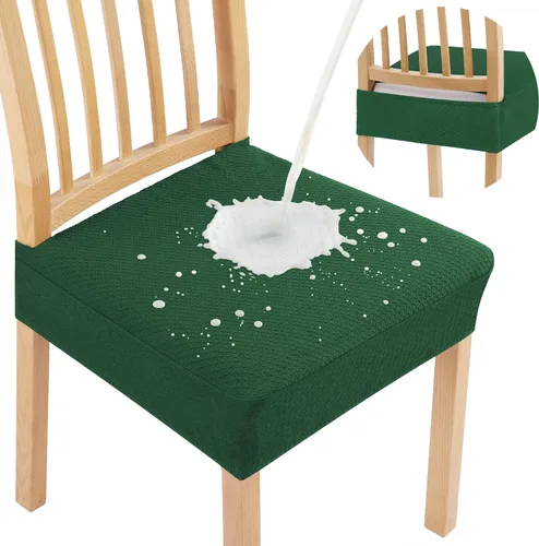 Vista 14 de Smiry Juego de 2 fundas de asiento impermeables para sillas de comedor, tela jacquard elástica, extraíble y lavable, fundas protectoras de asiento