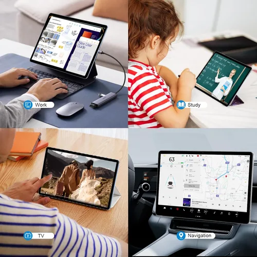 Vista 6 de Tablet Android 14 2025 de 10 pulgadas, 12 GB de RAM+128 GB de ROM 1 TB expandible, tableta 2 en 1 con funda de teclado, mouse y lápiz capacitivo