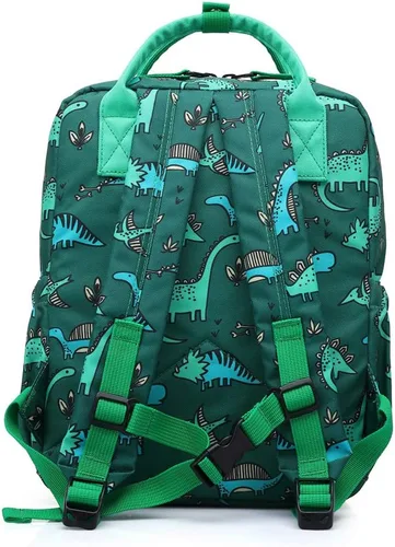 Vista 5 de Linda mochila preescolar para niños pequeños con diseño de unicornio y dinosaurio bolsa de viaje para niñas y niños Dinosaurio 12 pulgadas Mochila