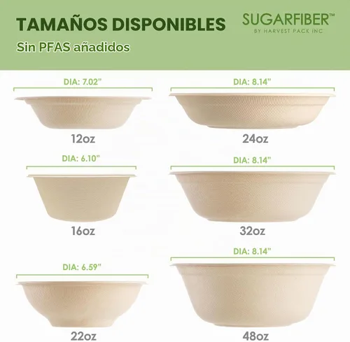 Vista 8 de Bagasse - Platos redondos desechables - Fibras naturales de caña de azúcar (bamboo), 12 pulgadas, producto biodegradable, ecológico, papel