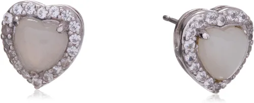 Vista 13 de Amazon Essentials Aretes de plata de ley con halo de corazón de zafiro blanco, (anteriormente colección Amazon)