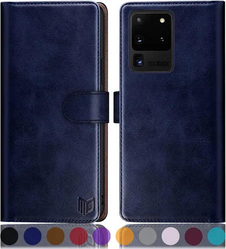 Vista 15 de SUANPOT Funda de cuero tipo cartera para Samsung Galaxy S20 Ultra de 6.9 pulgadas (NON S20/S20+), con tarjetero RFID con tarjetero de crédito RFID