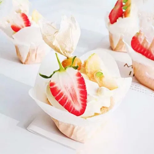 Vista 7 de Kichvoe 100 piezas de papel antiaceite para tartas pequeñas, envoltura de muffins, mini tazas de papel para hornear, magdalenas, taza para hornear