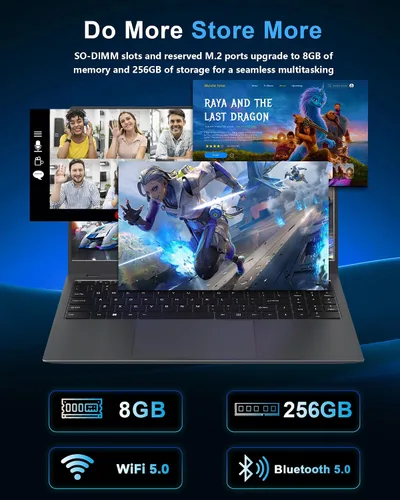 Vista 3 de Laptop 2026 de 16 GB de RAM, 256 GB SSD Laptops Computadores portátiles con Pentium 6500Y hasta 3.4GHz, pantalla FHD IPS de 15.6 pulgadas, USB C
