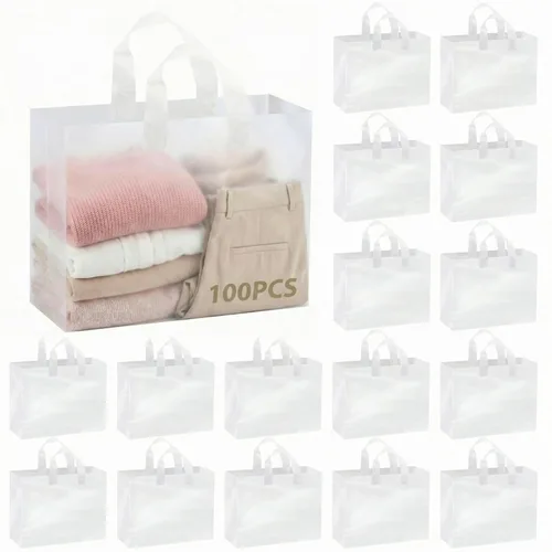 Vista 9 de Amylove 80 bolsas de regalo transparentes a granel con asa, bolsa de plástico esmerilado, embalaje reutilizable, envoltura de golosinas