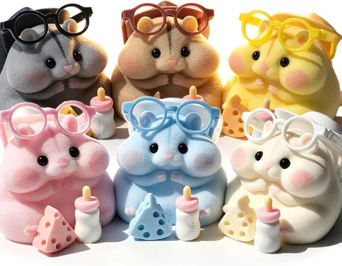 Vista 11 de Handmade Taba Squishy Hamster Toy, Cute Squishy Stress Relief Fidget Toy Azul