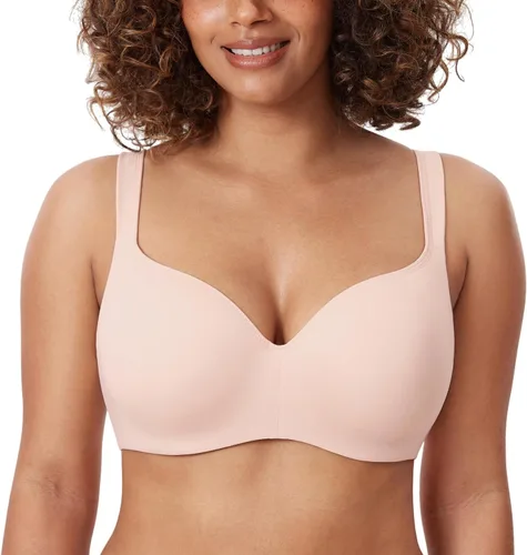 Vista 7 de DELIMIRA Brasier tipo balconette para mujer, cobertura completa, talla grande, con varillas, espalda suave, sin costuras