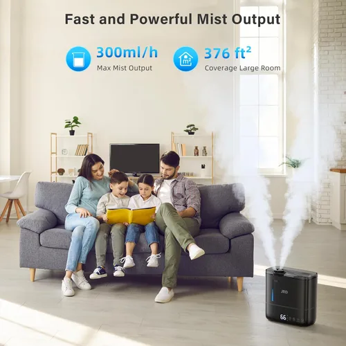 Vista 7 de JRD Top Fill Humidificadores de 4 L para dormitorio, humidificadores de niebla fría para habitaciones grandes, tiempo de funcionamiento de 40 horas