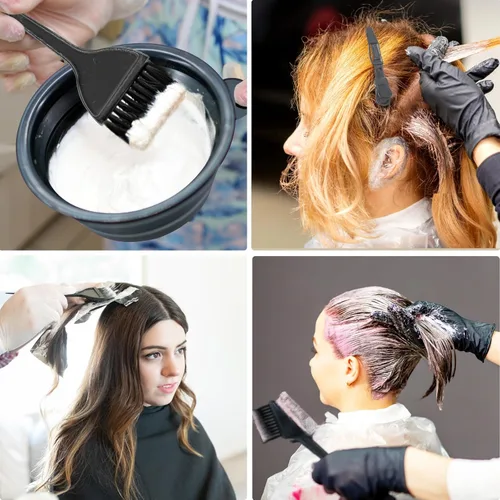 Vista 5 de Xarchy Kit de 12 piezas de blanqueador para el cabello, productos profesionales para teñir el cabello con cepillo de tinte para el cabello, cuenco