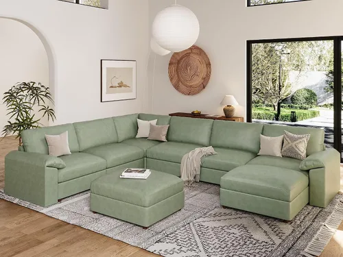 Vista 19 de EASE MOOSE Sofá modular seccional, sofá en forma de U para sala de estar Beige