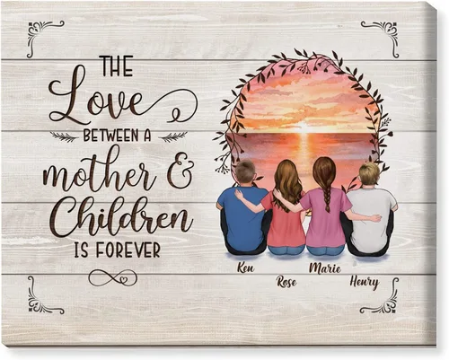 Vista 19 de Gossby Lienzo personalizado envuelto para mamá – El amor entre madre e hija es para siempre – Regalo personalizado con nombres de avatares – Regalo