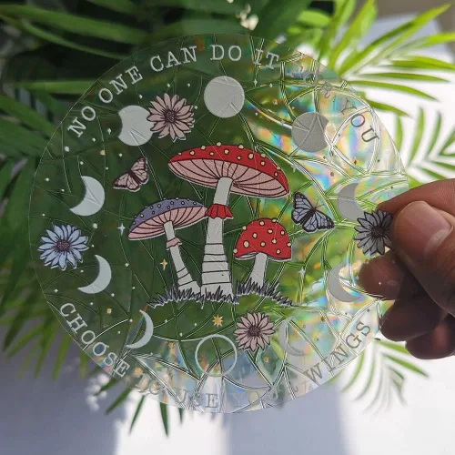 Vista 13 de Olicard Adhesivo de atrapasoles para interiores, película de prisma de arco iris para decoración de dormitorio, calcomanías de ventana anticolisión