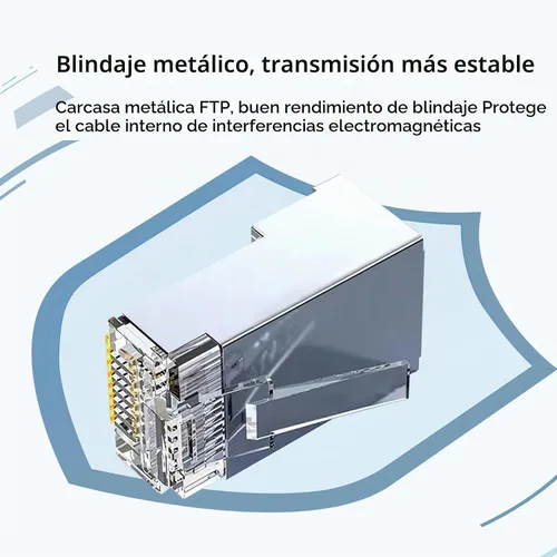 Vista 3 de EZYUMM Paquete de 20 Conectores de Paso RJ45 Blindados Cat6, Conector RJ45 Cat6a Chapado en Oro, Conector Cat6a Premium para Cable Ethernet FTP/STP