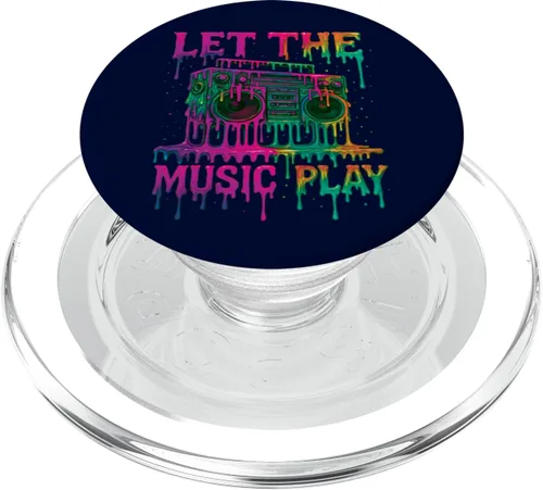 Vista 7 de Freestyle Dance Music Let The Music Play Retro Drip Boombox PopSockets PopWallet for MagSafe