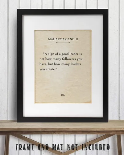 Vista 8 de Gandhi - Un signo de un buen líder – Cita de página de libro literario, impresión de página de libro de literatura inspiradora, regalo