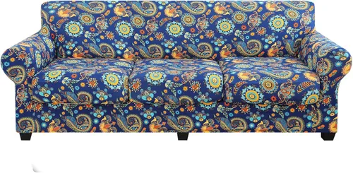 Vista 36 de hyha Funda para sofá, fundas para sofá biplaza, diseño floral, elásticas, estampadas, 3 piezas, fundas para sofá de 2 cojines separados, protector