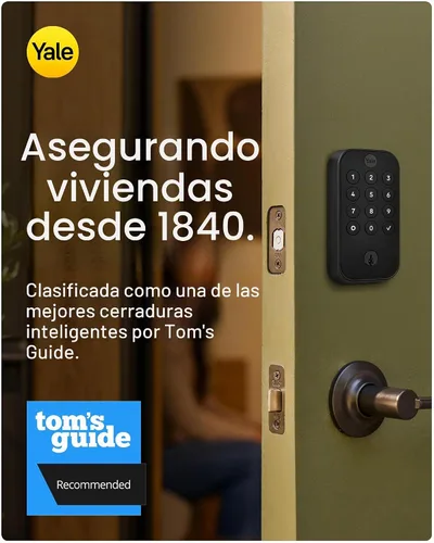 Vista 8 de Yale Assure Lock 2 Touch Deadbolt, Cerradura de pestillo de níquel satinado para puerta de entrada inteligente con teclado táctil conectado Z-Wave