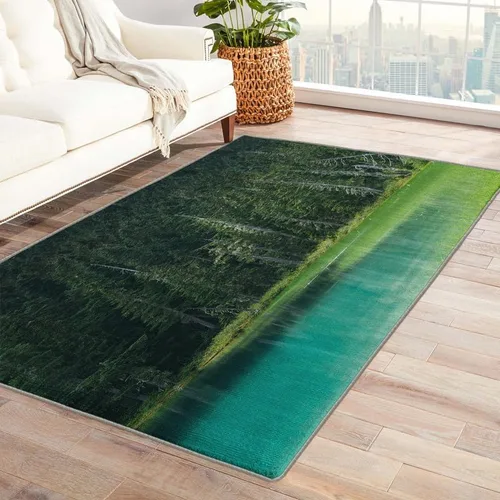 Vista 8 de Alfombras de bosque para dormitorio, sala de estar, techo de árbol, alfombra de 4 x 5 pies, lavable, antideslizante, suave, alfombra de pelo bajo