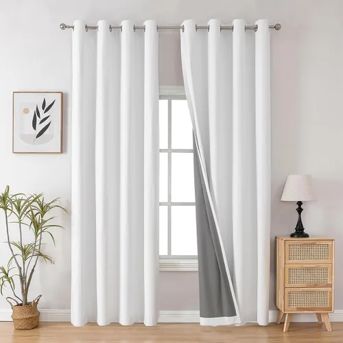 Vista 71 de Joydeco - Juego de 2 paneles de cortinas opacas de 63 pulgadas, 2 cortinas largas con aislamiento térmico burg, cortinas de oscurecimiento