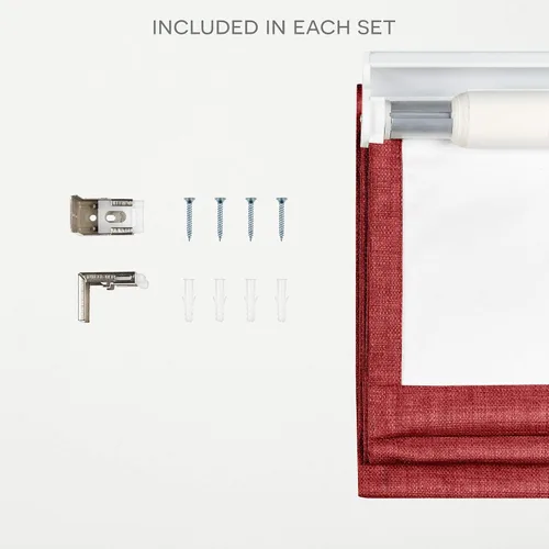Vista 10 de Exclusive Home - Persiana Acadia 100% blackout de poliéster estilo romana, 23"x64", roja Rojo