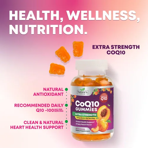 Vista 5 de Gomitas CoQ10 para adultos – Coenzima Q10 100 mg por porción – 3 veces más fuerza, suplemento antioxidante de alta absorción para apoyo a la salud