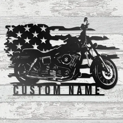 Vista 10 de Letrero con nombre personalizado, letrero de metal para motocicleta, decoración de pared con nombre de familia, decoración rústica para el hogar