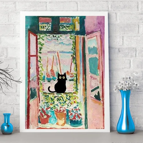 Vista 4 de ARPADAMO Kits de pintura por números para adultos principiantes, prensa digital fácil acrílico gato negro 4 piezas de pintura, kit digital de prensa