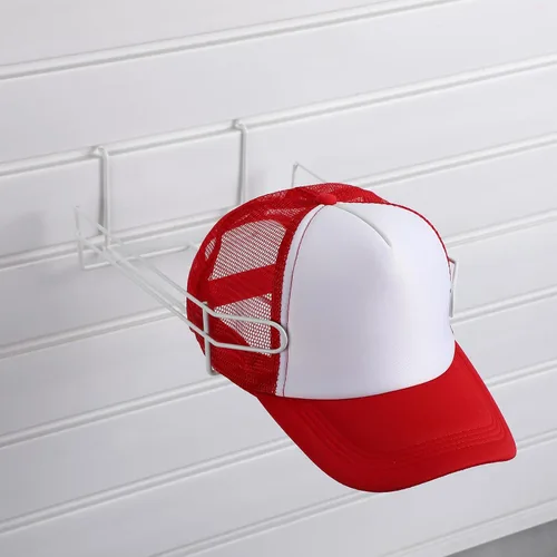 Vista 2 de Yexiya 4 piezas de sombrero de alambre para sombreros de béisbol Slatwall estante de exhibición minorista estantes organizadores para mercancías