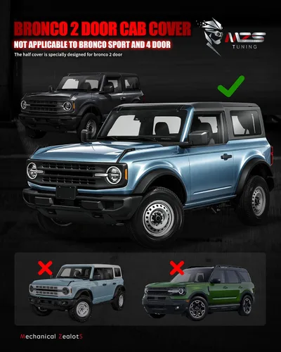 Vista 7 de MZS Funda de cabina compatible con Bronco 2 puertas 2021-2026, 600D al aire libre, impermeable, Bronco cubierta 2dr con cremallera para puerta