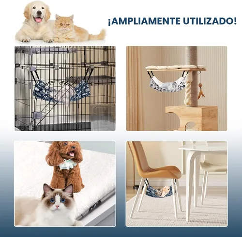 Vista 6 de Admaison Hamaca para Gatos para Jaula Colgante Reversible Paquete de 2, Cama Hamaca para Mascotas Ajustable, Hamaca Suave para Dormir para Gatos