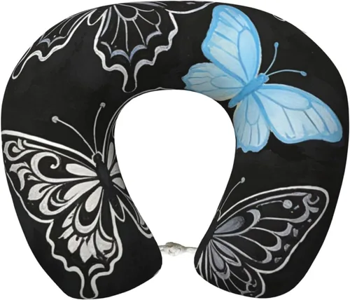 Vista 11 de Ergonomic Memory Foam Neck Support Travel Airplane Pillow Pattern (1553)