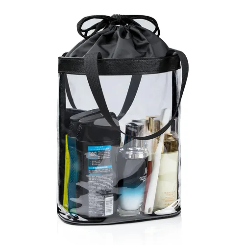Vista 7 de Bolsas de maquillaje transparentes, bolsa de aseo aprobada por la TSA para viajes, bolsa de viaje transparente para artículos de tocador