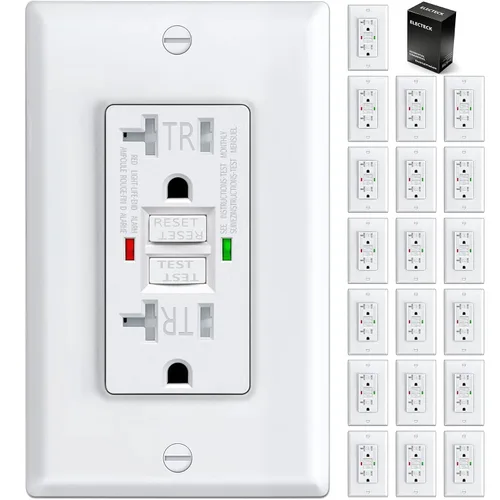 Vista 8 de ELECTECK - Paquete de 10 salidas GFCI de 20 amperios, resistente a manipulaciones (TR), receptáculos GFI de autocomprobación con indicador LED