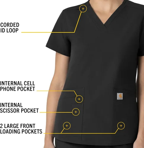 Vista 3 de Carhartt Top Force con cuello en V y 5 bolsillos para mujer