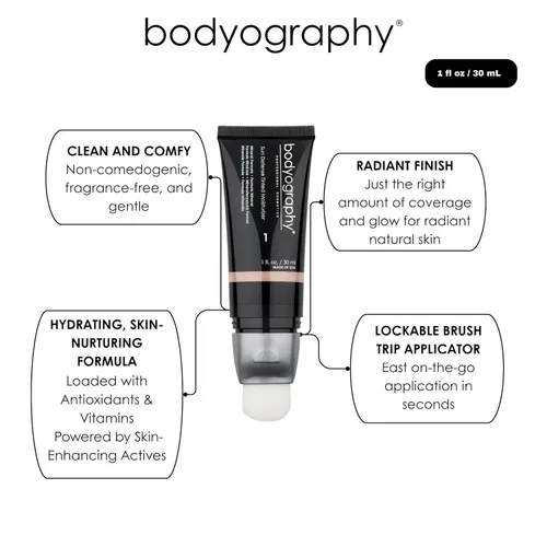 Vista 8 de Bodyography Sun Defense - Hidratante tintado, 1.5 onzas, tinte SPF ligero con ácido hialurónico y pigmentos minerales, cobertura hidratante y vegana