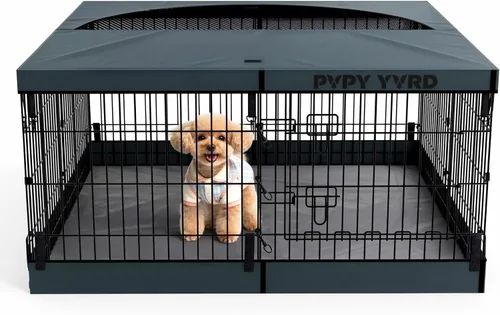 Vista 14 de Corralito plegable para perros, 24 pulgadas, 8 paneles, valla de ejercicio