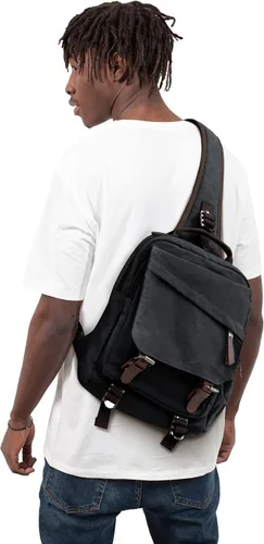 Vista 2 de Bolsa de mensajero para hombres, mochila cruzada pequeña, bolsa de hombro para hombres y mujeres, mochila con correa de lona