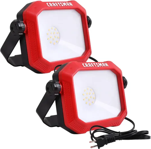 Vista 11 de CRAFTSMAN Luz de trabajo portátil inclinable LED de 1100 lúmenes 4000K en rojo con soporte giratorio de metal ajustable 2 en 1 y asa, lente