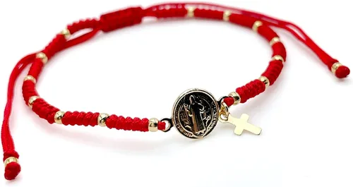 Vista 6 de St Benedict Medal Adjustable Red String Pulsera San Benito