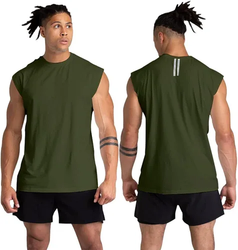 Vista 2 de Holure Paquete de 3 camisetas sin mangas de gimnasio para hombre, camisetas sin mangas para entrenamiento muscular, camisetas deportivas