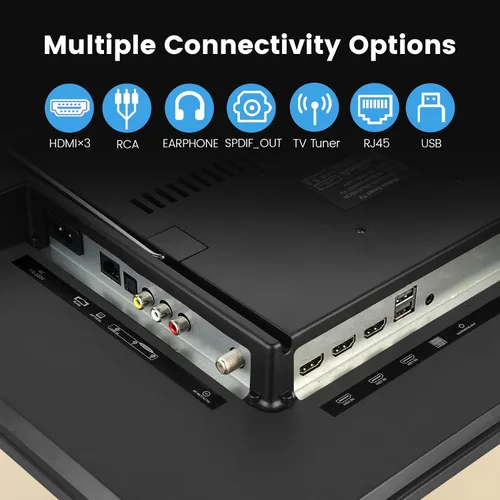 Vista 7 de Jexiop Smart TV de 20 pulgadas, pantalla plana LED Full HD 1080p con TV ATSC, con HDMI USB integrado adecuado para cocina, habitación de niños